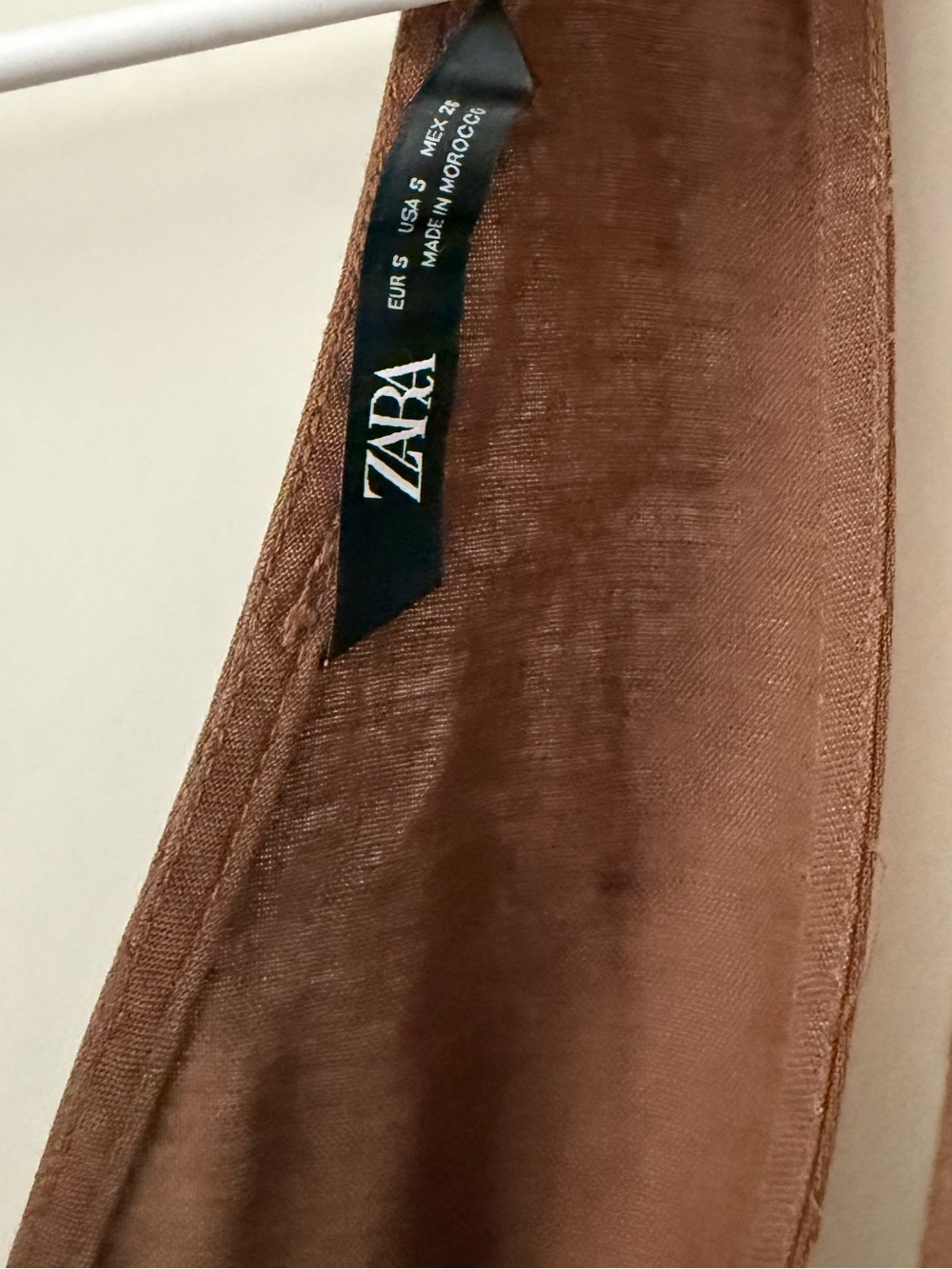 Zara Brown V-Neck Button-Front Mini Pinafore Dress - Picture 4 of 4